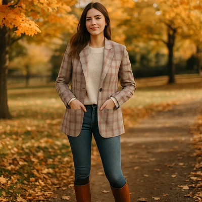 Blazer The Limited a Cuadros Nuevo con Etiquetas Talla 12 Preppy Capas de Otoño Campus Oficina Clásico Foto 1 de 4