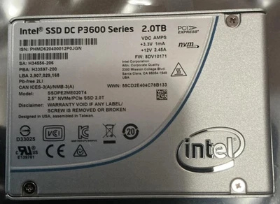 INTEL SSD DC P3600 2.0TB 2.5''NVME/PCIE SSDPE2ME020T4 SSD SOLID STATE DRIVE - Image 1 of 3