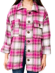 Jodifl Damen rosa weiß kariertes Sakko Oversize bequem kuschelig klassisch Gr.S 1077R2 - Bild 1 von 11