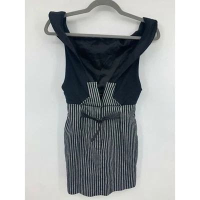 Alexander Wang 0 Mini Dress Dark Fairy Goth Grunge Denim Striped Cotton LInen - Image 1 of 4