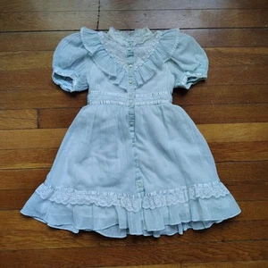 70s Vintage Gunne Sax By Jessica Girls 6 Dress Baby Blue Lace Childrens Youth - Picture 1 of 5