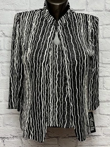 Giacca Cami Alex Evenings 2 Pezzi Cami Blusa Cocktail Formale Righe Perline M P Nuova con etichette - Foto 1 di 18