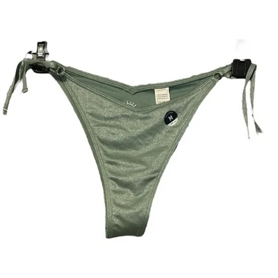 Parte inferior de bikini Hollister acanalada verde brillante corte en V talla mediana nueva con etiquetas Foto 1 de 4