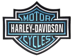 Iron On Clothing Fabric Patch - Embroidered Motorcycle Blue - 12" DIY Crafts - Picture 1 of 2