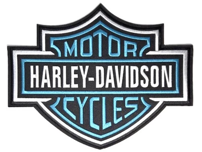 Iron On Clothing Fabric Patch - Embroidered Motorcycle Blue - 12" DIY Crafts - Image 1 of 2