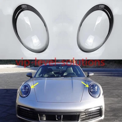 A Pair Headlight Lens Clear Cover + Sealant Glue For Porsche 911 2022-2024 - Image 1 of 4