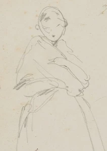 E. LUNDGREN (1815-1875), Figurenstudie, Bleistift Romantik Mode 1800-1849 - Picture 1 of 8