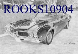 1969 Oldsmobile 442 MUSCLE CAR ART PRINT - Picture 1 of 1