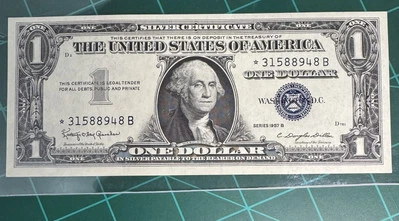 1957B-SILVER CERTIFICATE $1 ******STAR******NOTE GRADED BY  PCGS 67 PPQ. SGN - Image 1 of 4