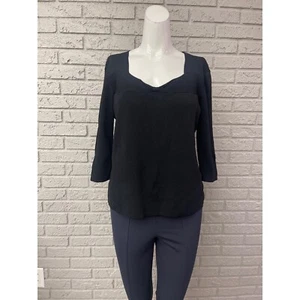 JAC Black Ribbed Knit Twist Neckline Sweater Size XL - Picture 1 of 8