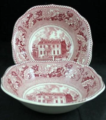 2 tigelas de cereais Johnson Brothers HISTORIC AMERICA PINK cupê ÓTIMO ESTADO - Imagem 1 de 4