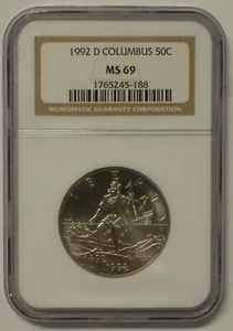1992 D 50C COLUMBUS HALF DOLLAR COMMEMORATIVE COIN NGC MS 69 - Picture 1 of 2