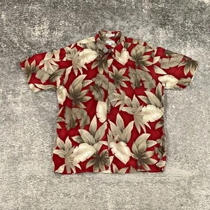Vintage Pierre Cardin Hawaiian Shirt Mens XL Red Floral Print 90s Rayon Aloha - Picture 1 of 10
