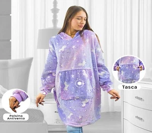 Felpa GIGANTE Pile Con Maniche Coperta ULTRA MORBIDA Luminosa In Vari Colori - Foto 1 di 6