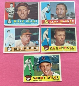 1960 Topps Baseball ~ Lot Of 5 ~ No Duplicates ~ Vintage - Bild 1 von 10