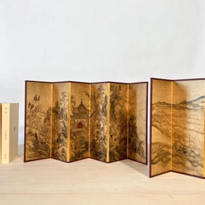 Japanese Folding Screen Byobu Screen Art Screen Rokakusansui-zu 6 panel, 1 pair - Picture 1 of 4
