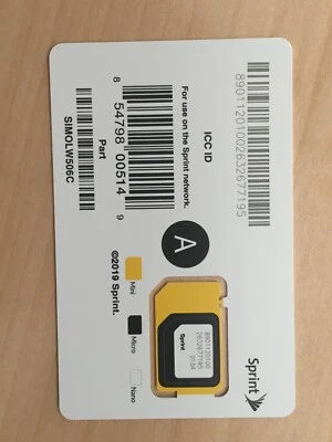 Sprint/Boost/Virgin/Tello BYOD Nano Sim Card SIMOLW416C/SIMOLW506C 01.04 - Image 1 of 4