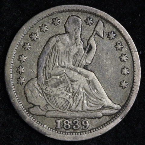 1839 Seated Liberty Silver Half Dime CHOICE VF+ E216 RAHE Cover