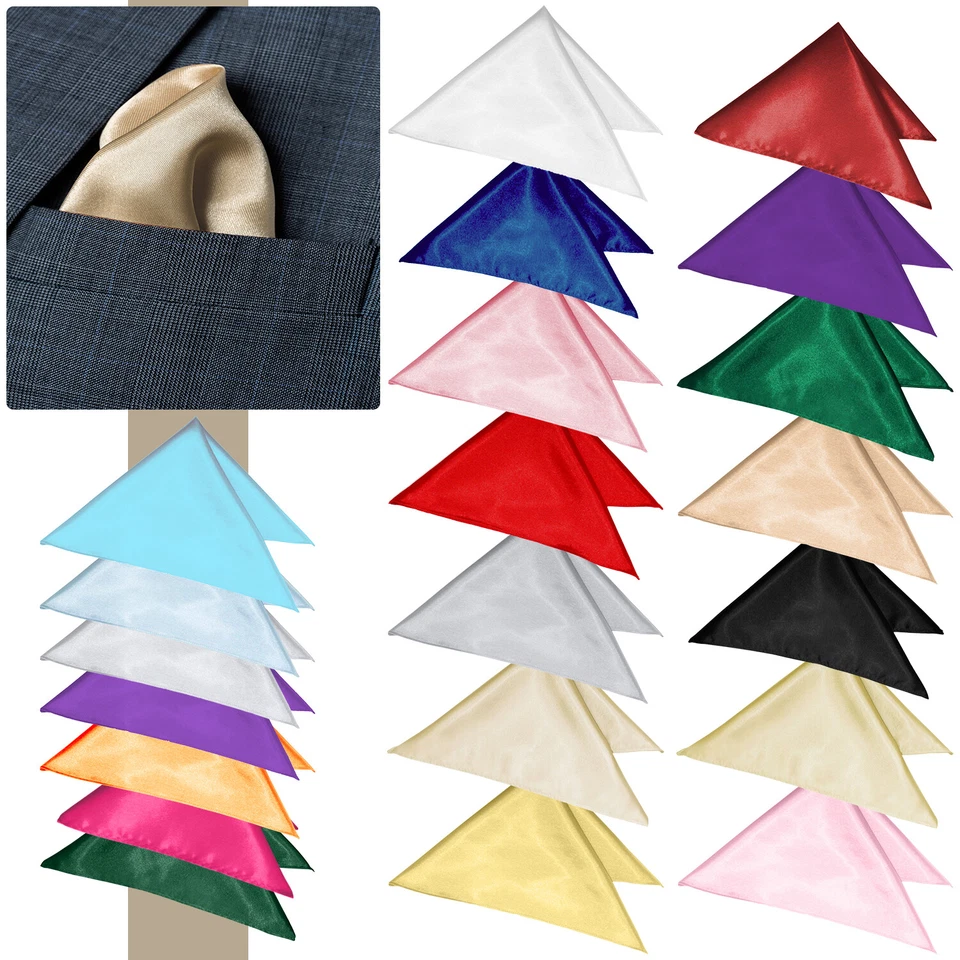 Satin Pocket Square Handkerchief 23×23 cm Formal Wedding Accessory Men’s Gift - Image 1 of 1