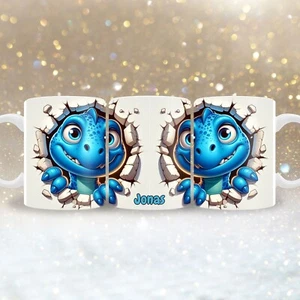 Tasse mit lustigem Dinosaurier mit Namen personalisierbar Jungengeschenke - Bild 1 von 4