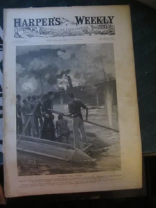 Harpers Weekly Magazine June 18 1898 Santiago Harbor Blow Up Merrimac Hobson 64 - Picture 1 of 1