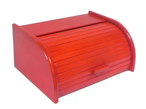 Wooden Bread Box Apollo Roll Top Bin Storage Loaf Kitchen Red - Size Small - Picture 1 of 12