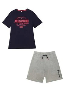 Neu T-Shirt Bermuda Gr. 116/122 Dunkelblau Grau Jungen Shirt Shorts Zweiteiler - Bild 1 von 1