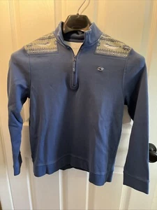 Vineyard Vines Quarter Zip Boys L Blue Swordfish Print Pullover Fleece Sweater - Picture 1 of 6