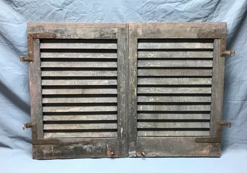 Pair Vintage Shabby Antique House Wood Window Shutters 18x26 Chic Old 249-23B Cover