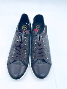 Womens Michael Kors Leather City Fashion Sneaker Brown White 10 shoes MK Gold