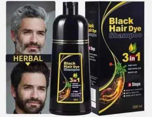 Black Hair Dye Shampoo Natural Instant 3in1 Hair Dye Shampoo 500ml FREE US SHİP - Picture 1 of 7