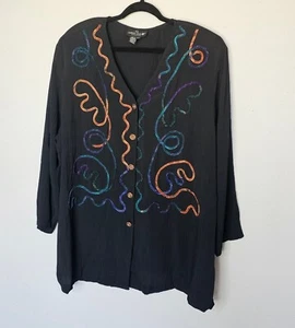 Carol Little Vintage Blouse 90s Mom Aesthetic 3/4 Sleeve Size 24W - Picture 1 of 10