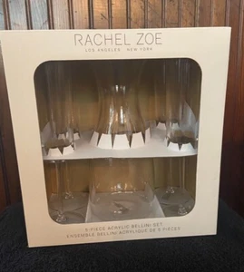 RACHEL ZOE LA NY ACRYLIC CARAFE & FOUR GLASSES COMPLETE BELLINI COCKTAIL SET - Picture 1 of 8