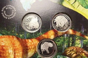 Metall Silber 25ct 3 Münzen Set Entdecken Kanada Dinosaurier Royal Canadian Mint - Bild 1 von 12