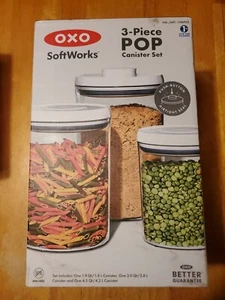 NEW OXO Good Grips 3-Piece Airtight POP Round Canister Set - Picture 1 of 3