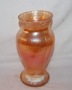 CARNIVAL GLASS MARIGOLD IMPERIAL PRISM & DAISY BAND RIB DESIGN VASE 6” - Picture 1 of 4