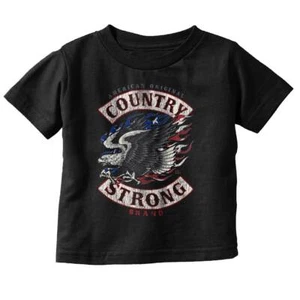 Country Strong Brand USA Flag Eagle Logo Toddler Boy Girl Youth T Shirt Tee - Picture 1 of 6