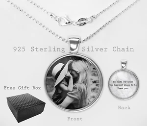 Personalised Necklace Photos Sterling Silver Double sided Pendant Free Gift BOX - Picture 1 of 6