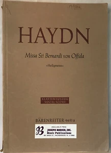HAYDN " MISSA ST BERNARDI VON OFFIDA " PIANO/VOCAL SCORE BARENREITER PB VG LATIN - Foto 1 di 1