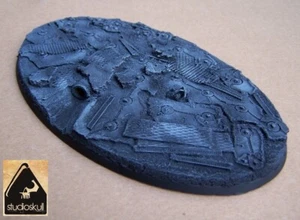 170X105mm XXL OVALE CAVALIERE IMPERIALE BASE IN RESINA TITANIO CAMPO MINATO - Foto 1 di 3