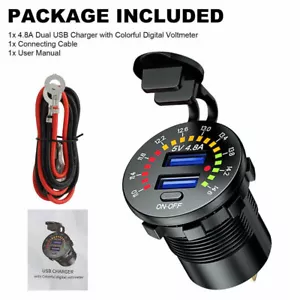 Auto Steckdose Dual USB Ladegerät Buchse Für KFZ Einbau Zigarettenanzünder 12V - Bild 1 von 12