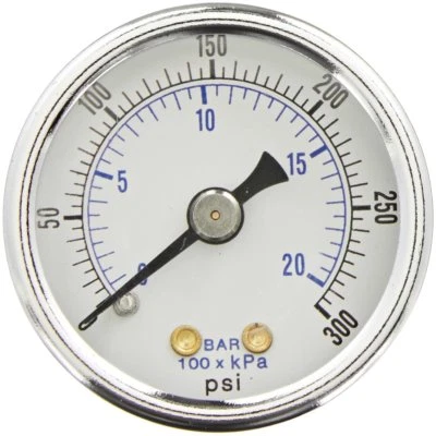 Compressor Pressure Gauge 0-300 PSI Back Mount 2" Dial 1/4" NPT Back Mount - Image 1 of 2