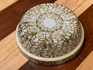 ROSEVILLE OHIO SPONGEWARE POTTERY BROWN VENETIAN PICKET FENCE 9" BOWL DISH EUC - Picture 1 of 9