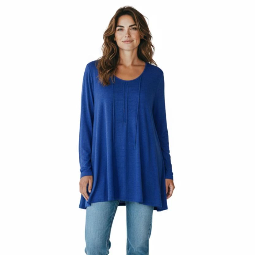 Suéter Habitat azul real 100 % lino tejido cuello redondo para mujer talla XL Foto 1 de 4