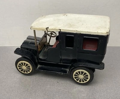 Vintage Toy Tin Metal Car Truck Black White Model T - Image 1 of 4