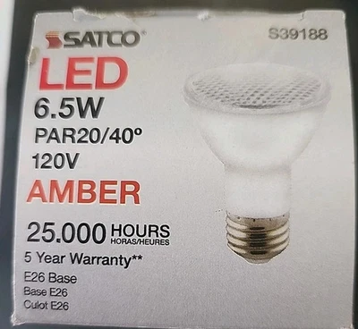 6.5 Watt - PAR20 LED - Amber color - 40 deg. Beam Angle - Medium base - 120 Volt - Image 1 of 4