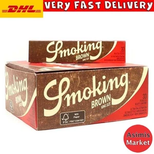 Papeles rodantes delgados talla King marrón a fumar caja completa 50 folletos sin blanquear - Imagen 1 de 3