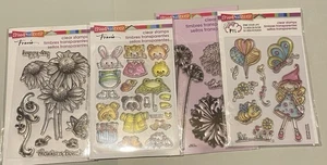 Stampendous Clear Ink Stempel ~ Blumen, Hase, Katze, Elfe - 4 Sets alle NEU - Trans - PYL - Bild 1 von 9