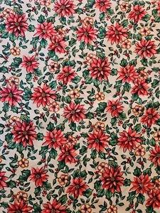 Christmas Poinsettia Flower Quilt Fabric 1 Yard Cotton - Picture 1 of 2