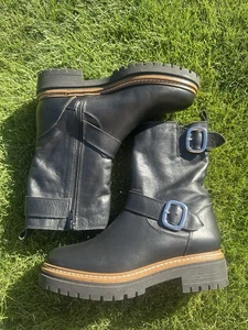 Fabianelli Stiefel schwarz Leder Schnalle 38 Made In Italy - Bild 1 von 6